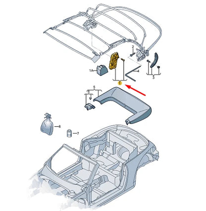 NEW VW BEETLE CABRIO A5 TOP FRAME ELECTRIC MOTOR 5C3871601A ORIGINAL