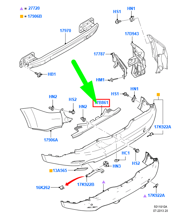 new ford galaxy mk2 rear bumper middle bracket mount 1688547 original