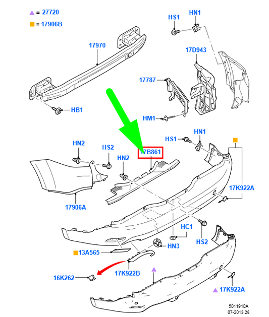 new ford galaxy mk2 rear bumper middle bracket mount 1688547 original