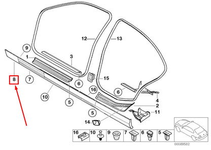 NEW BMW 3 E46 RIGHT SIDE SIDESKIRT 8211944 51718211944 ORIGINAL