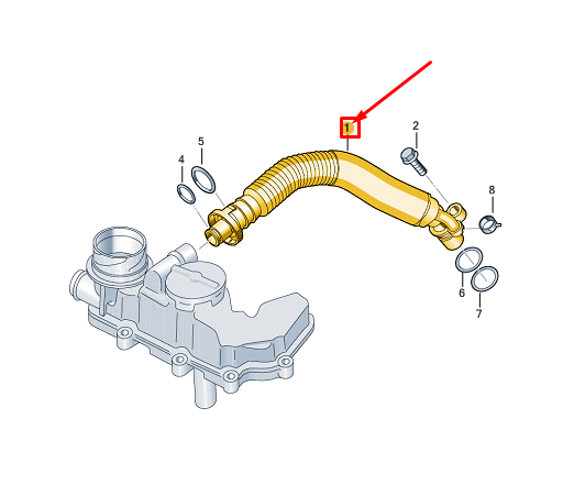 new audi a1 gb cylinder block vent hose 05e103474ab original