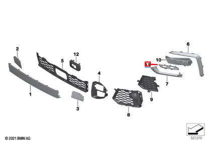 NEW BMW X6 G06 M FRONT BUMPER RIGHT GRILLE TRIM 51115A2BE24 ORIGINAL
