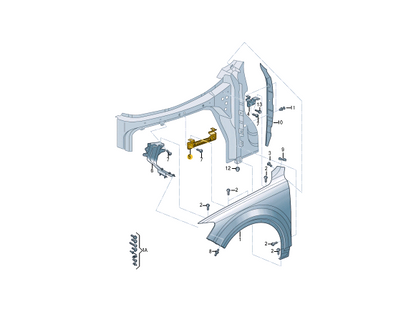 NEW AUDI Q7 4M FRONT RIGHT FENDER HOLDER BRACKET 4M0821432 ORIGINAL