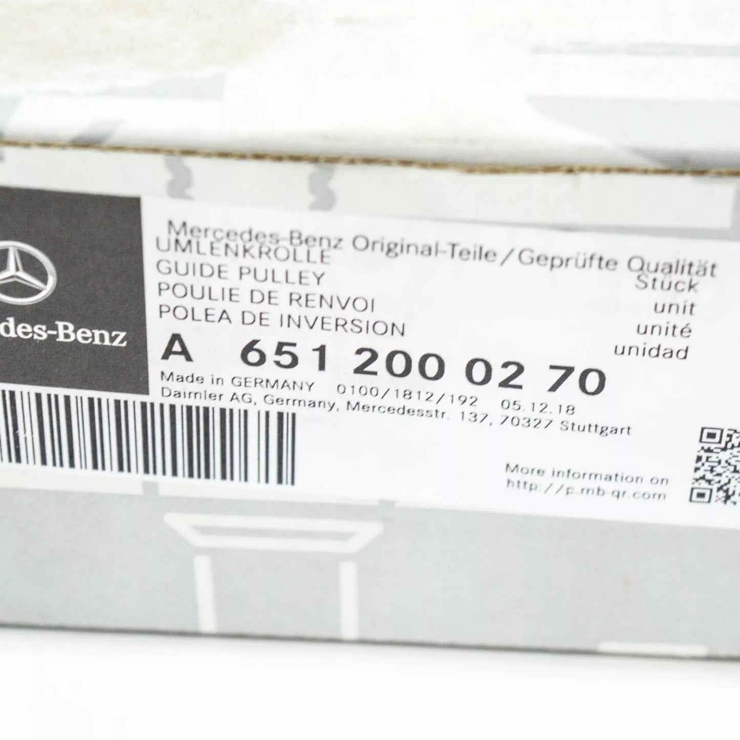 NEW MERCEDES-BENZ C-CLASS W204 ALTERNATOR IDLER PULLEY A6512000270