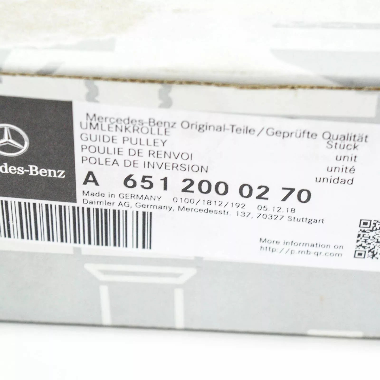 NEW MERCEDES-BENZ C-CLASS W204 ALTERNATOR IDLER PULLEY A6512000270