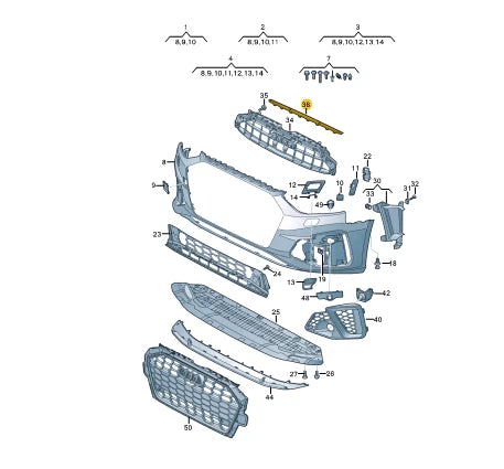NEW AUDI A4 AVANT B9 FRONT BUMPER RADIATOR GRILLE UPPER TRIM 8W0807801