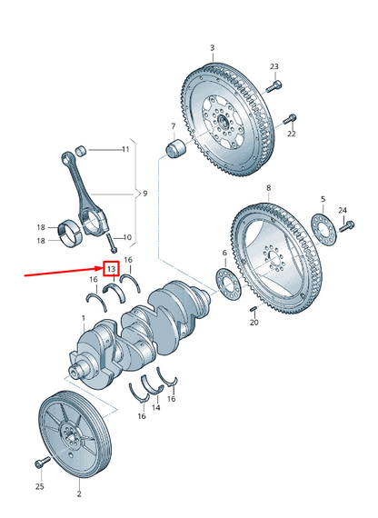 new audi a6 c6 upper engine crankshaft main bearing 079105561ajglb original