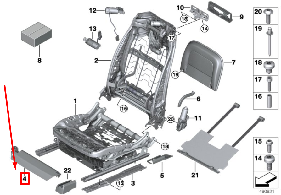 new bmw 7 g12 front right seat upper finisher rail 7405738 52207405738 original