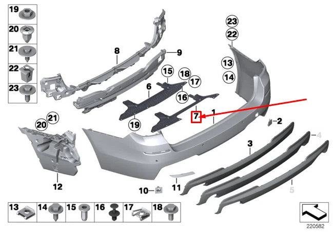 NEW BMW 5 TOURING F11 REAR BUMPER BOTTOM CENTRE GUIDE 51128049241 ORIGINAL