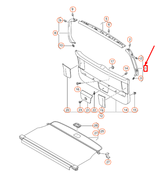 new vw golf mk7 rear left upper lid trim panel 5g9867603a82v original