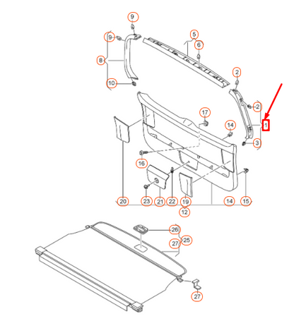 new vw golf mk7 rear left upper lid trim panel 5g9867603a82v original