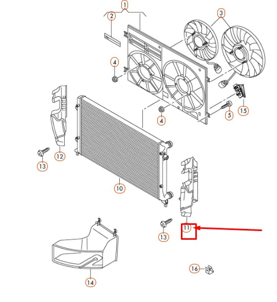 NEW AUDI TT 8J MK2 RADIATOR LEFT AIR GUIDE 8J0121283B ORIGINAL