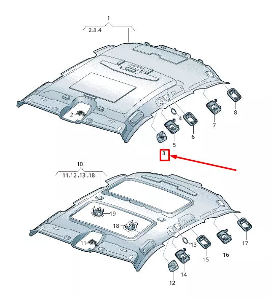 NEW AUDI A6 4A C8 LEFT ROOF LOUDSPEAKER TRIM 4K9868149EP5