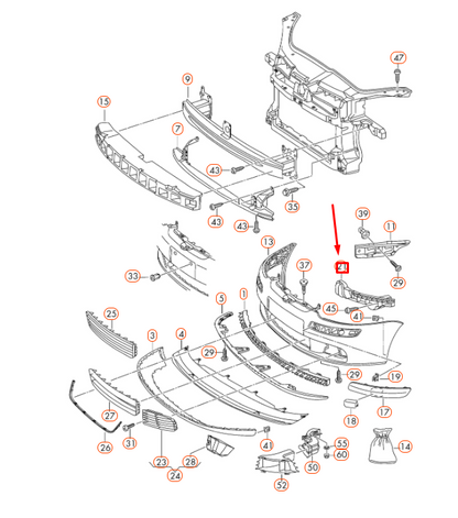 NEW VOLKSWAGEN GOLF MK5 FRONT RIGHT BUMPER GUIDE PROFILE 1K0807890A ORIGINAL