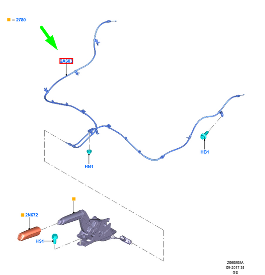 new ford focus mk4 parking brake cable 2355034 jx61-2a603-bee original