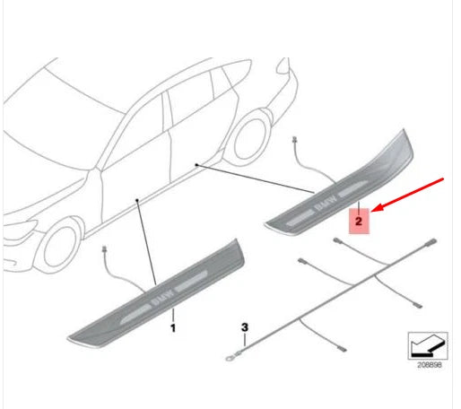 NEW BMW 5 GRAN TURISMO F07 REAR RIGHT ILLUMINATED DOOR SILL 51477193476 ORIGINAL