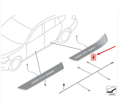 NEW BMW 5 GRAN TURISMO F07 REAR RIGHT ILLUMINATED DOOR SILL 51477193476 ORIGINAL