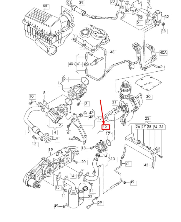 NEW AUDI A3 8P EGR TUBE ADAPTER 03L129635 ORIGINAL