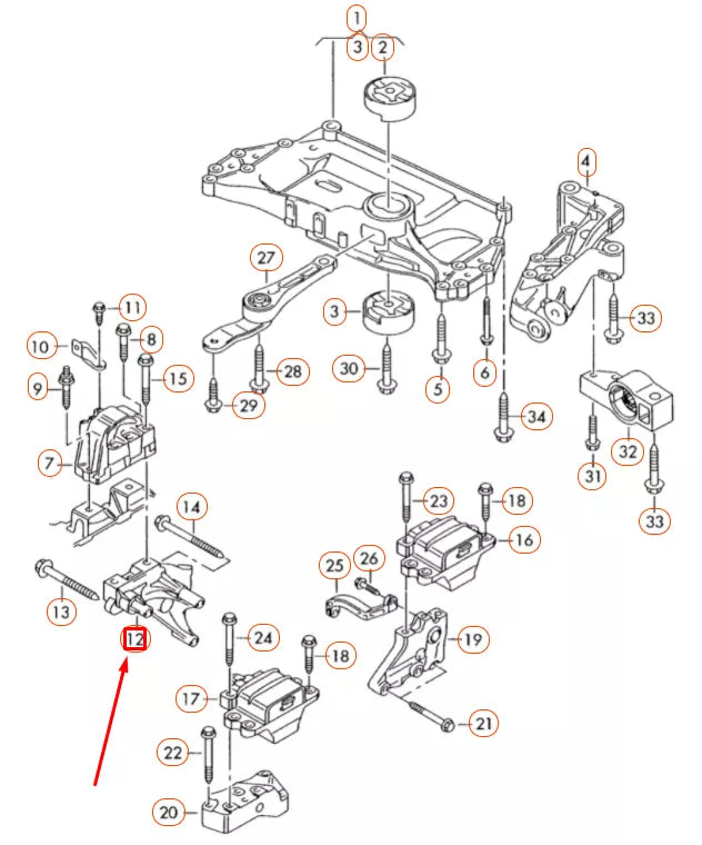 NEW AUDI A3 8P RIGHT SIDE ENGINE BRACKET 03G199207G ORIGINAL