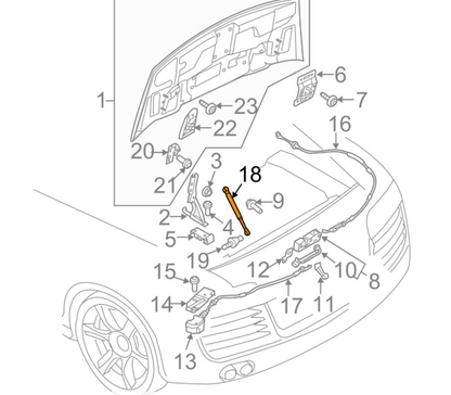 new audi r8 42 rear trunk boot lid gas strut shock absorber 427827552a original