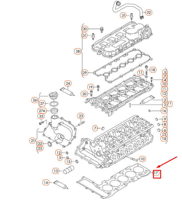 NEW VOLKSWAGEN BEETLE A5 CYLINDER HEAD GASKET 07K103383F ORIGINAL
