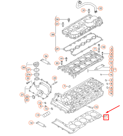 NEW VOLKSWAGEN BEETLE A5 CYLINDER HEAD GASKET 07K103383F ORIGINAL