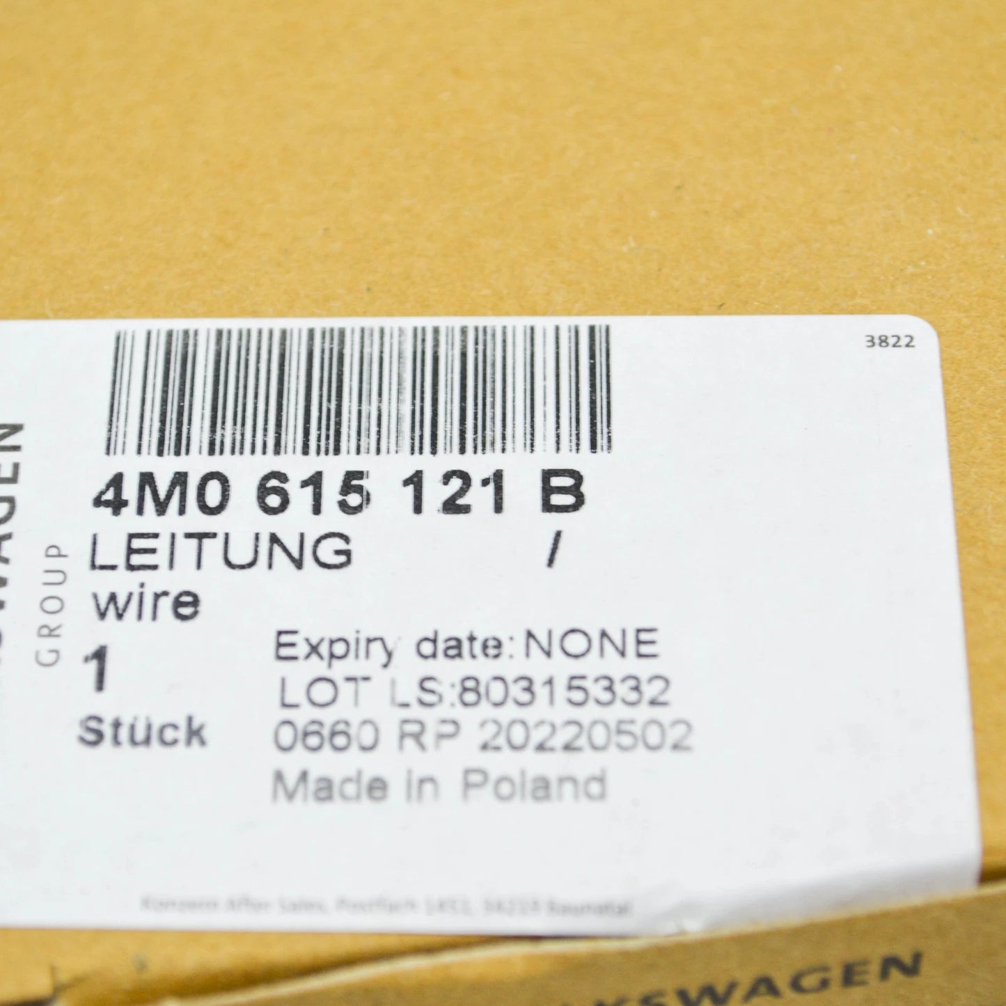 NEW AUDI Q7 4M DISC BRAKE PAD WEAR SENSOR 4M0615121B