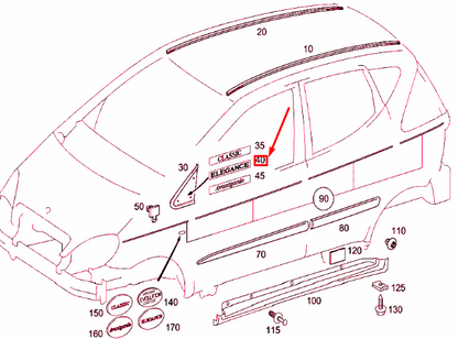 NEW MERCEDES-BENZ A W168 ELEGANCE BADGE EMBLEM A2108171520 ORIGINAL