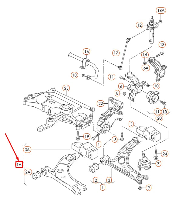 NEW AUDI A3 8P FRONT LEFT WISHBONE CONTROL ARM 1K0407151AC ORIGINAL