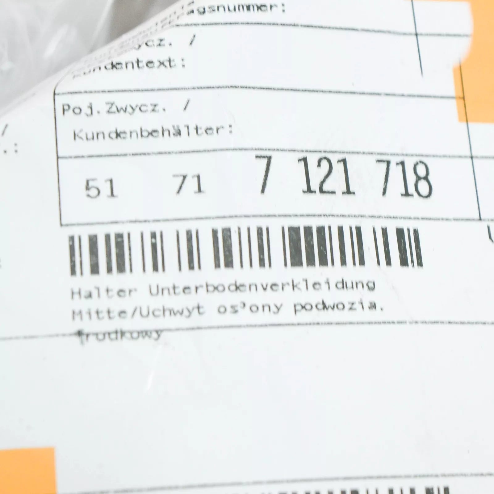 NEW BMW 5 E60 CENTER UNDERBODY PANELLING BRACKET 51717121718 ORIGINAL