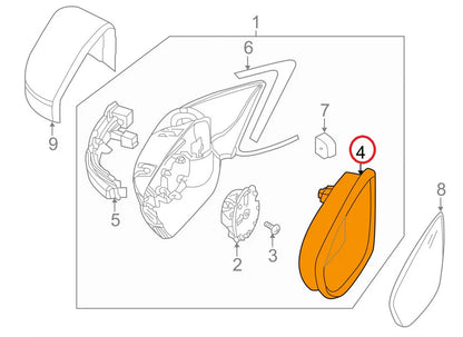 NEW VW JETTA A6 FRONT LEFT DOOR MIRROR INNER COVER CAP 5C6857601A ORIGINAL