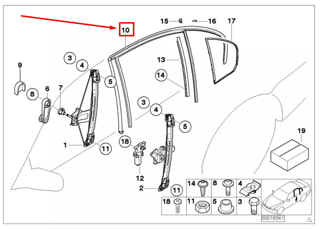 NEW BMW 3 E46 REAR LEFT DOOR WINDOW GUIDE 51348266125 8266125 ORIGINAL