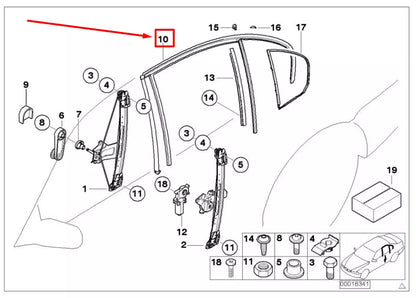 NEW BMW 3 E46 REAR LEFT DOOR WINDOW GUIDE 51348266125 8266125 ORIGINAL