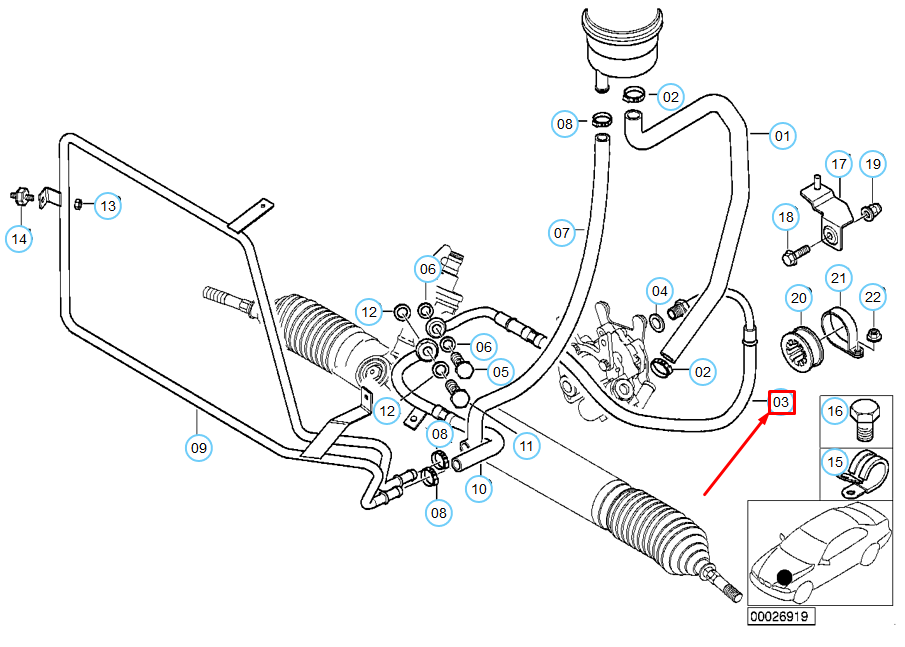new bmw z3 e36 pressure hose assembly 32416754173 6754173 original