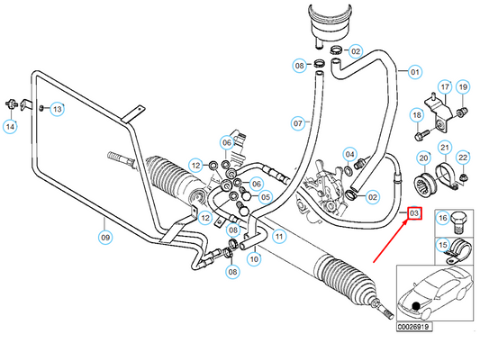 new bmw z3 e36 pressure hose assembly 32416754173 6754173 original