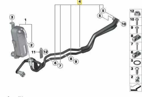 NEW BMW 3 F30 TRANSMISSION OIL COOLER LINE 17227604979 7604979 ORIGINAL