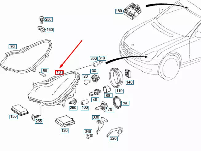 NEW MERCEDES-BENZ CLS C219 FRONT LEFT HEADLIGHT RHD A2198200961 ORIGINAL