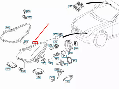 NEW MERCEDES-BENZ CLS C219 FRONT LEFT HEADLIGHT RHD A2198200961 ORIGINAL