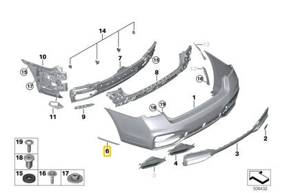NEW BMW 7 G11 G12 REAR RIGHT BUMPER MOLDING TRIM 51128077096 8077096 ORIGINAL