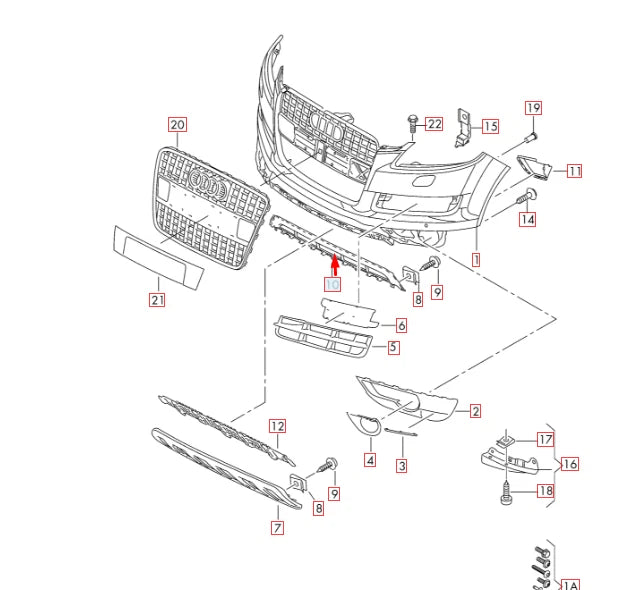 NEW AUDI Q7 4L FRONT BUMPER LOWER GRILLE 4L0807683C01C