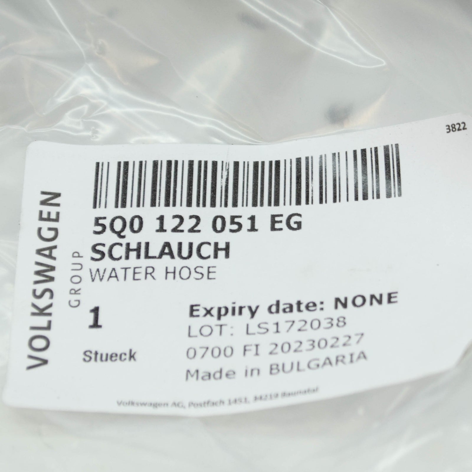 new audi q2 right water coolant hose 5q0122051eg original