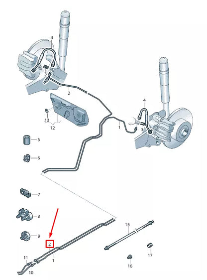 NEW VW GOLF SPORTSVAN AM RIGHT BRAKE LINE 5Q0614742AG