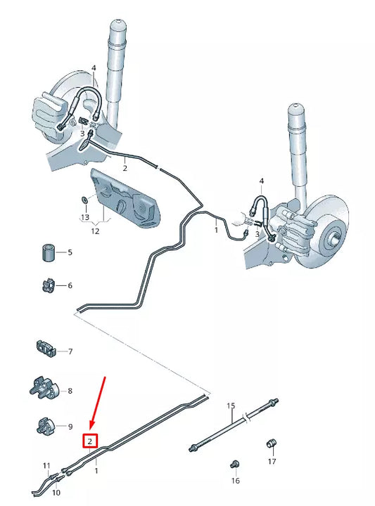 NEW VW GOLF SPORTSVAN AM RIGHT BRAKE LINE 5Q0614742AG