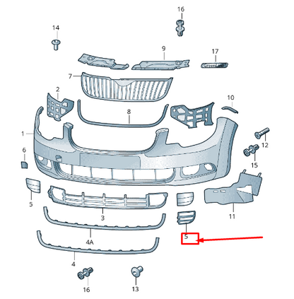 new skoda superb mk2 3t front left bumper trim 3t08536659b9 original