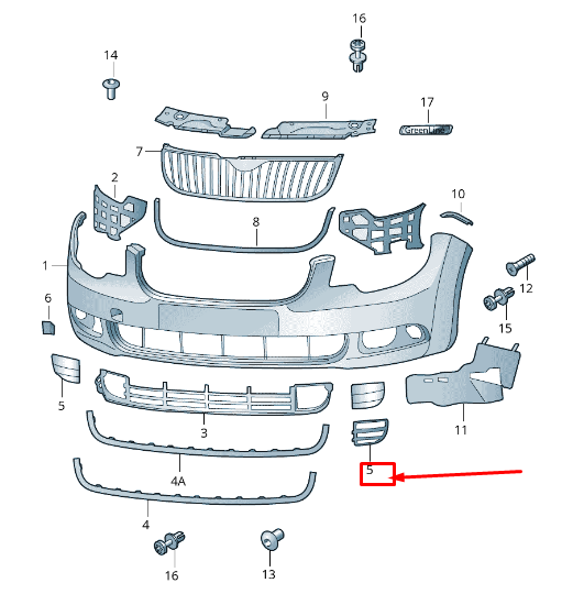 new skoda superb mk2 3t front left bumper trim 3t08536659b9 original