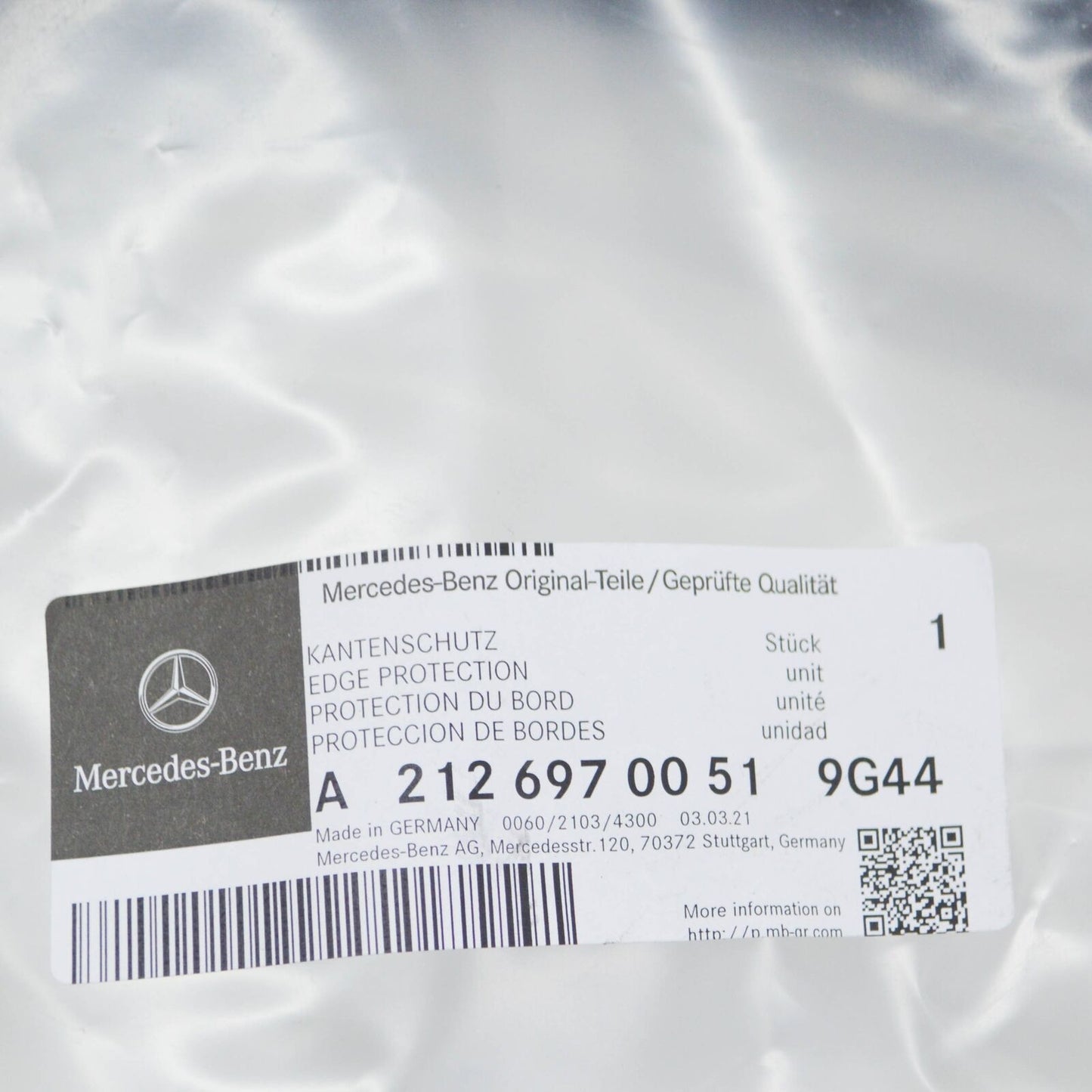 new mercedes-benz e w212 front door edge protection a21269700519g44 original