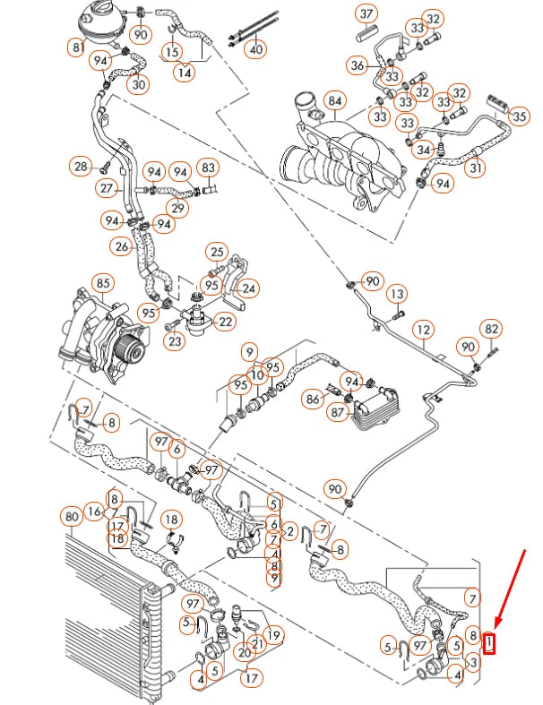 NEW VOLKSWAGEN CC RADIATOR UPPER COOLANT HOSE 3C0122101GE
