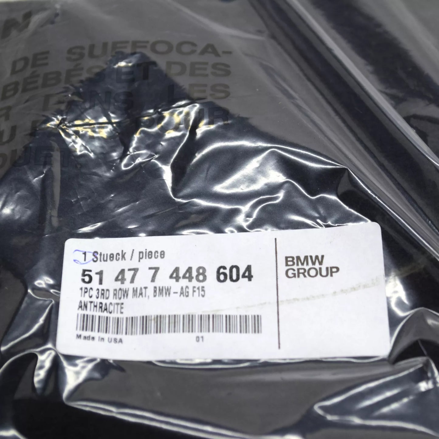 NEW BMW X5 F15 THIRD ROW FLOOR MAT 51477448604 7448604 ORIGINAL