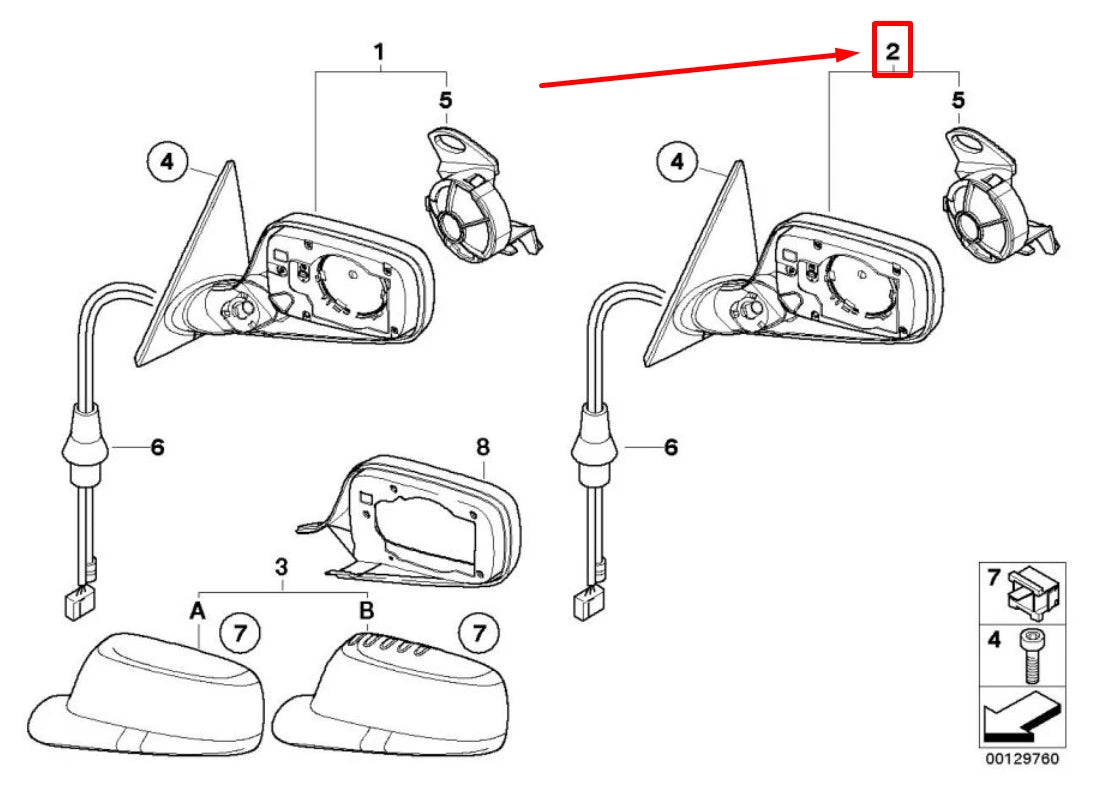 NEW BMW 3 E46 FRONT LEFT DOOR WING MIRROR 51167892065 7892065 ORIGINAL