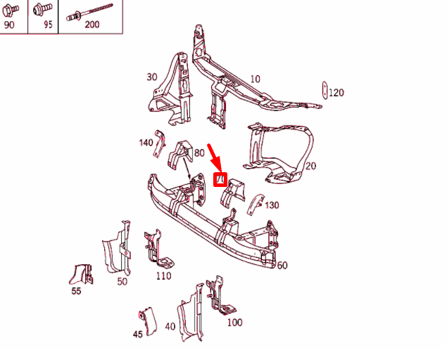 NEW MB S W220 FRONT LEFT IMPACT BAR SUPPORT BRACKET A2206204714 ORIGINAL